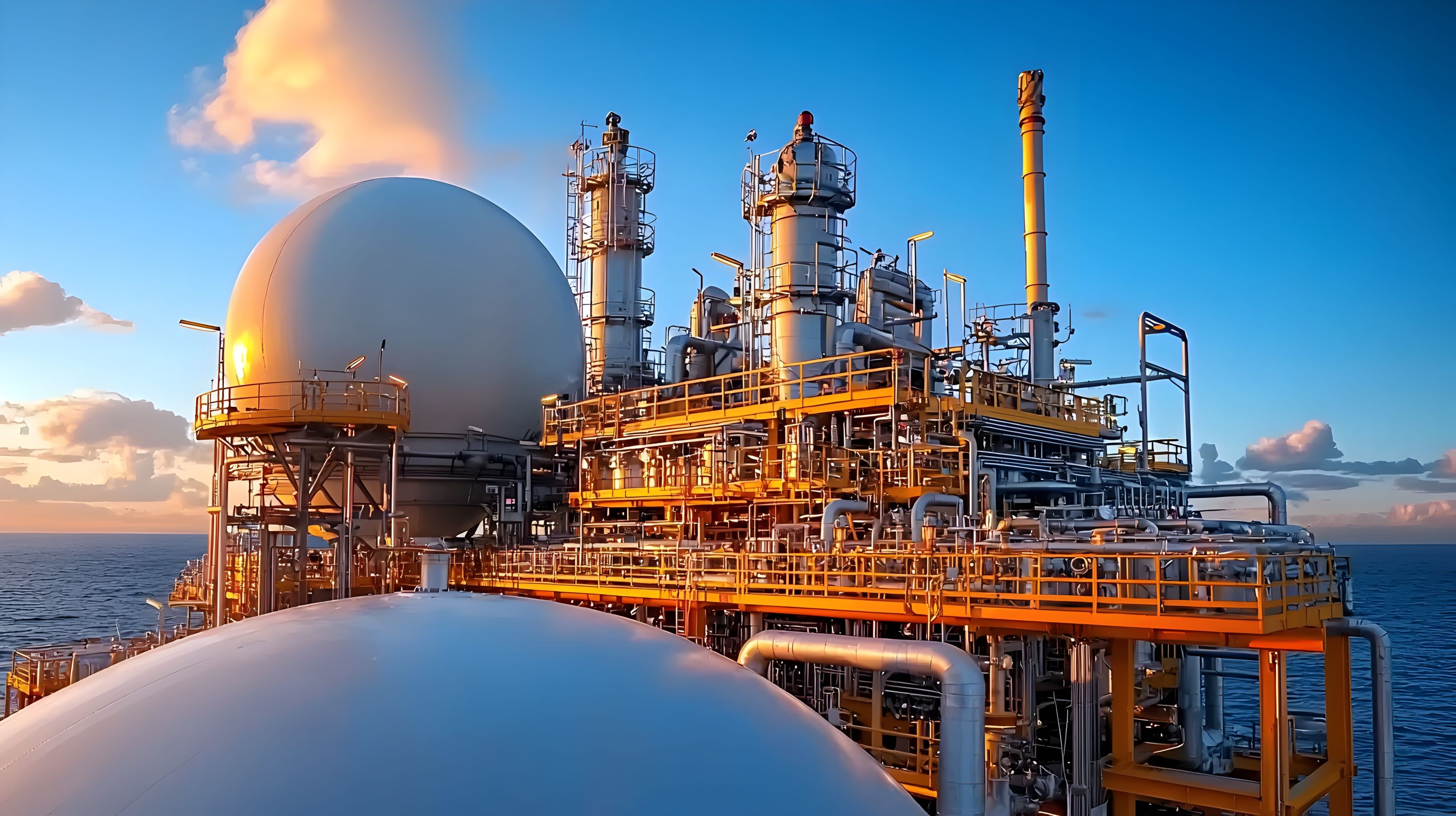 Wide shot of an expansive chemical facility.