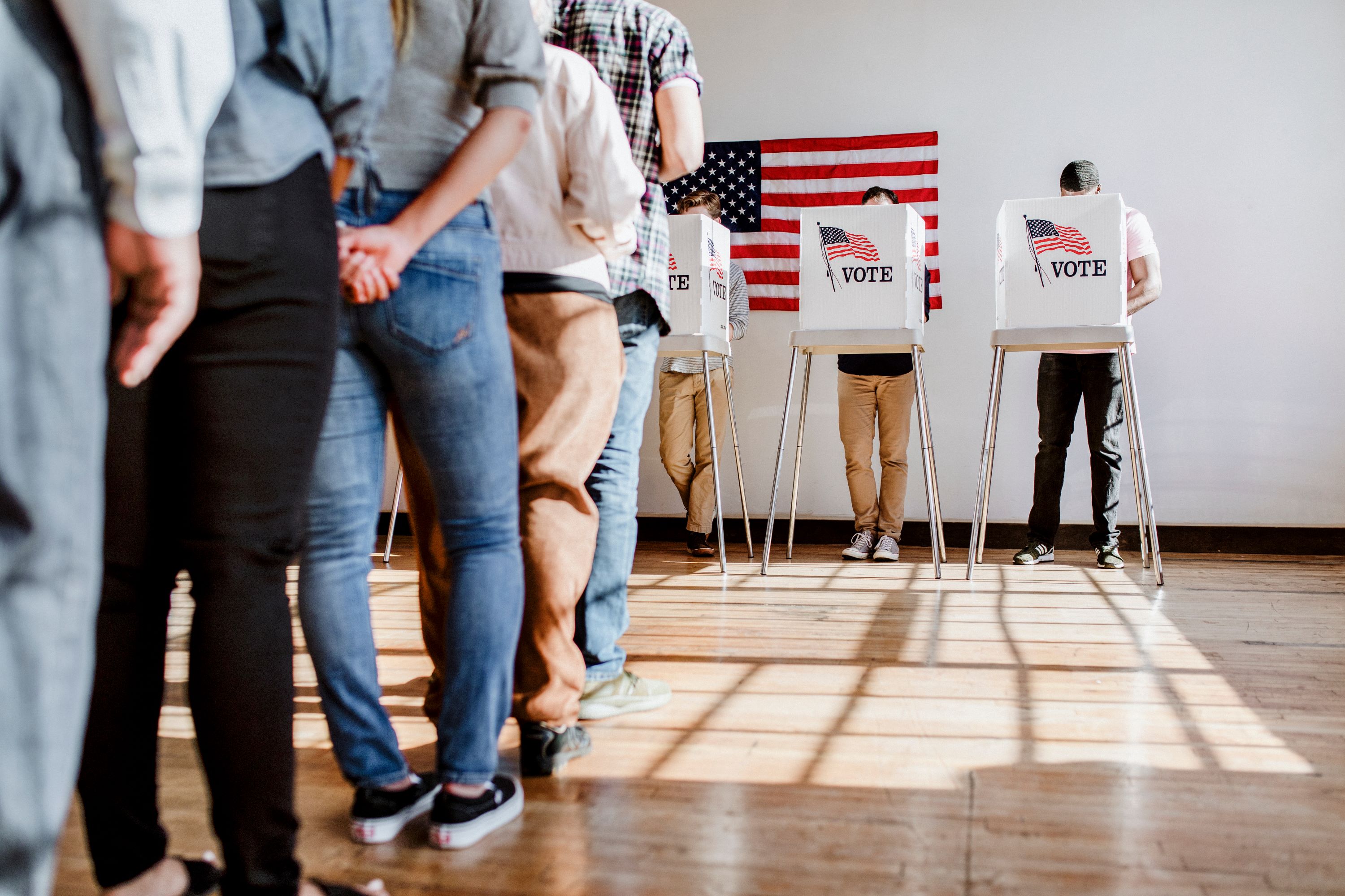 Group of voters in line to cast their ballot