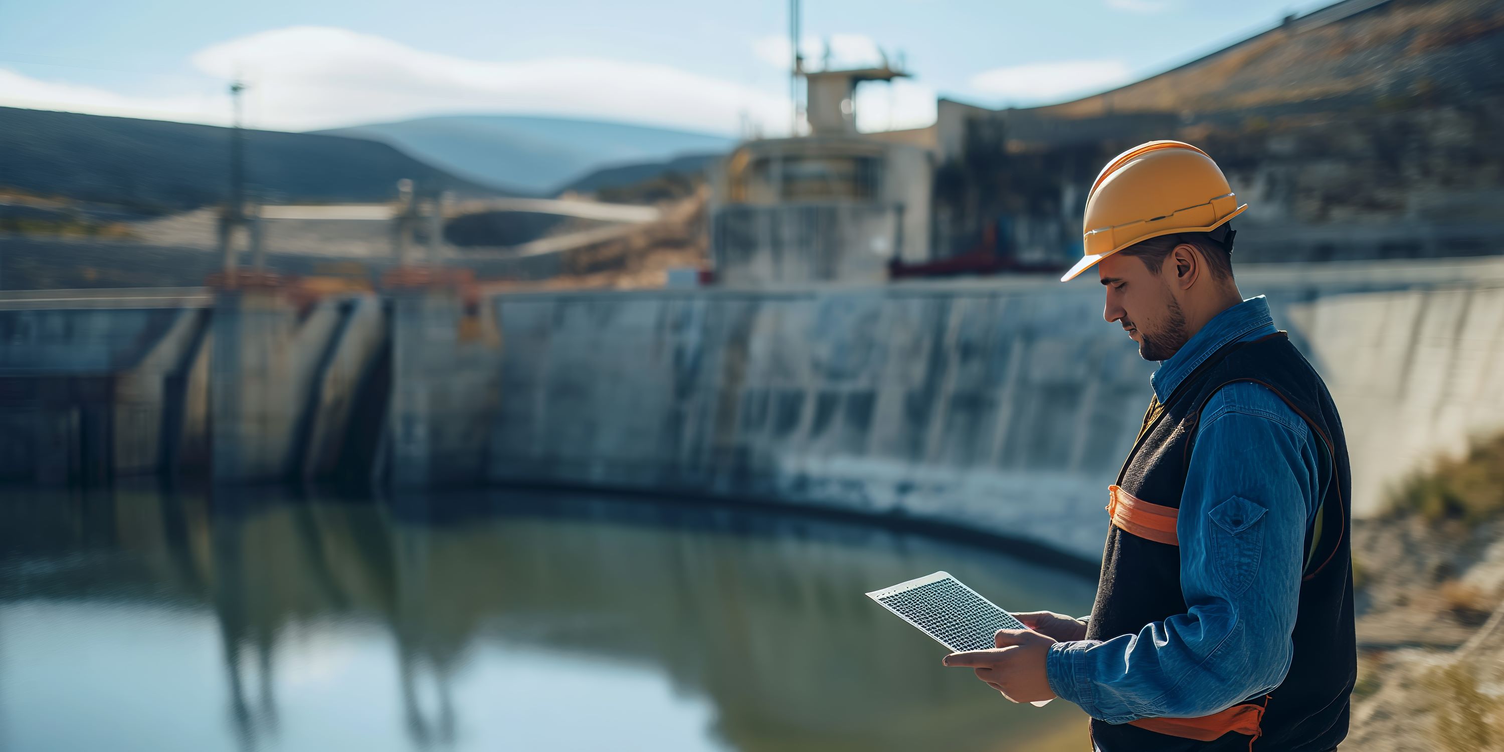 Dam worker at a dam site.