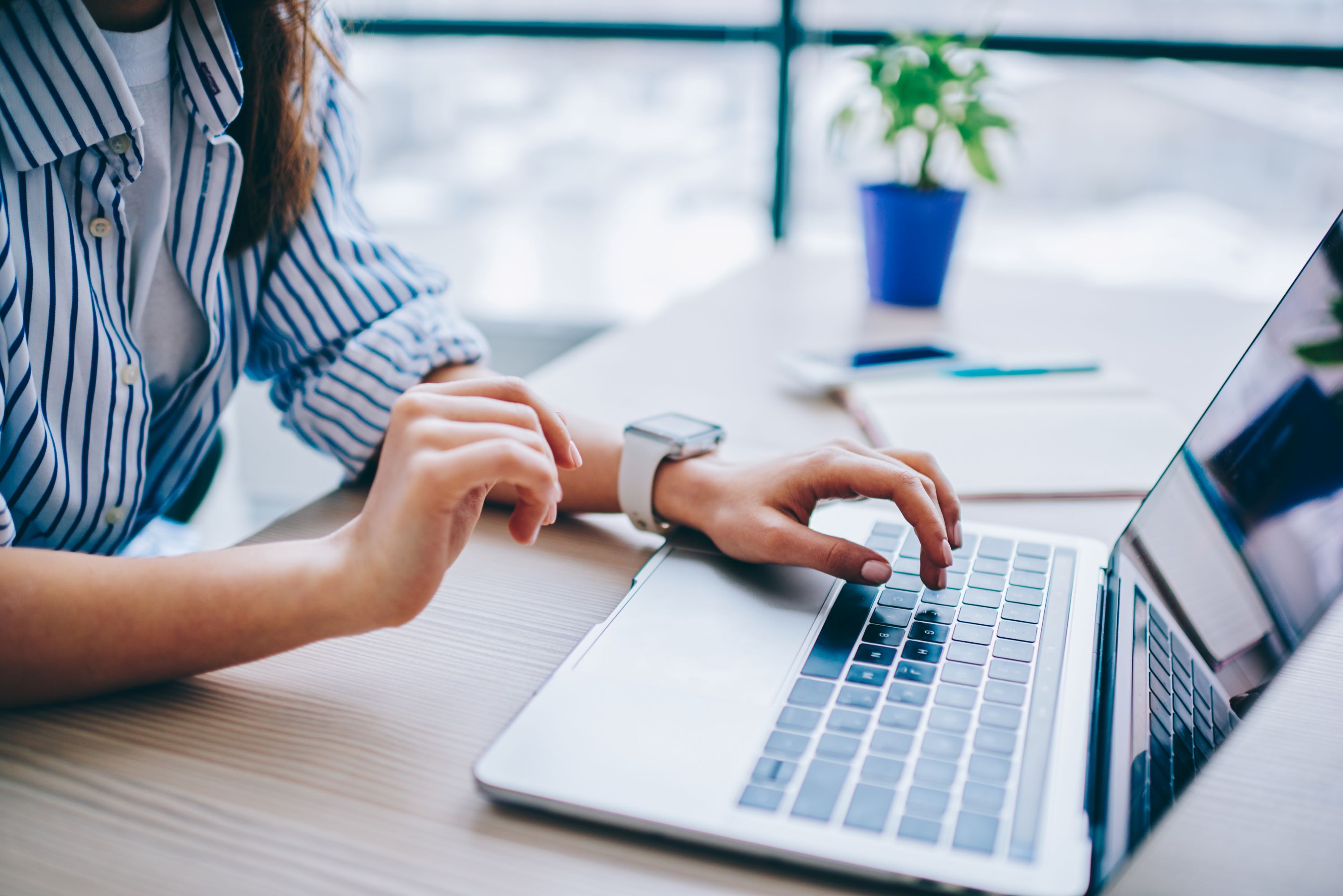 Financial services professional using a laptop computer